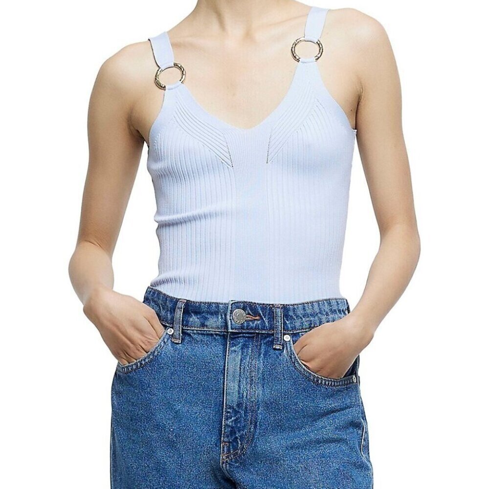 River Island Womens 8 Hardware-Trim Directional-Rib Tank Top